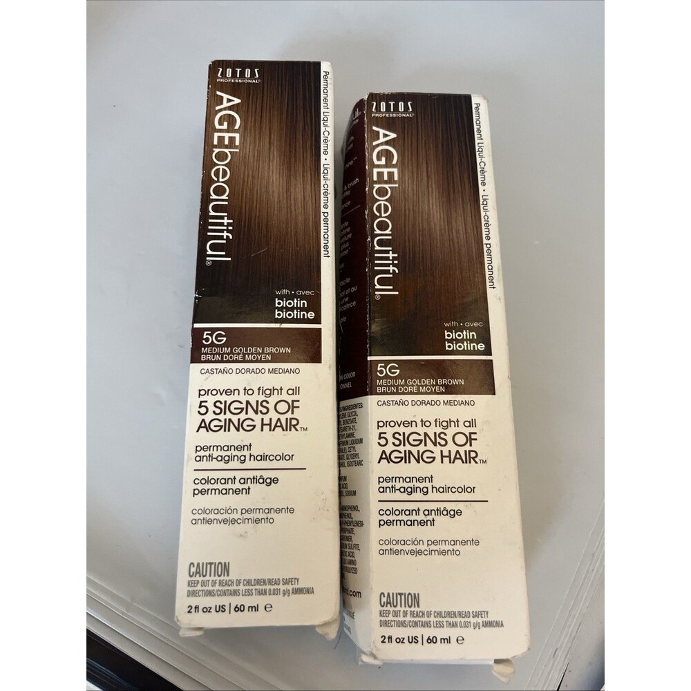 Zotos Age Beautiful permanent Hair Color 5G Medium Golden Brown 2-Pk 2fl oz New